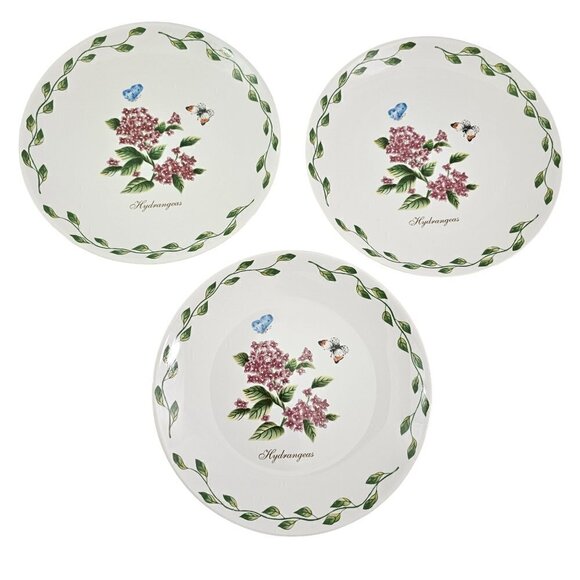 Royal Norfolk Hydrangeas Butterflies 8” Ceramic Salad Luncheon Plates – Set of 3 - Picture 1 of 13